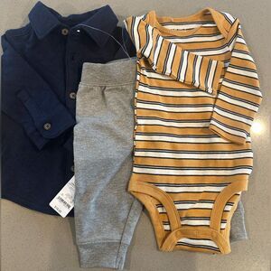 NWT Carters 6 months set includes long sleeve onsie, long pants and shir…